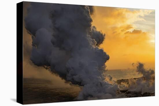 Lava Steam, Ocean The Big Island, Hawaii-Vincent James-Stretched Canvas