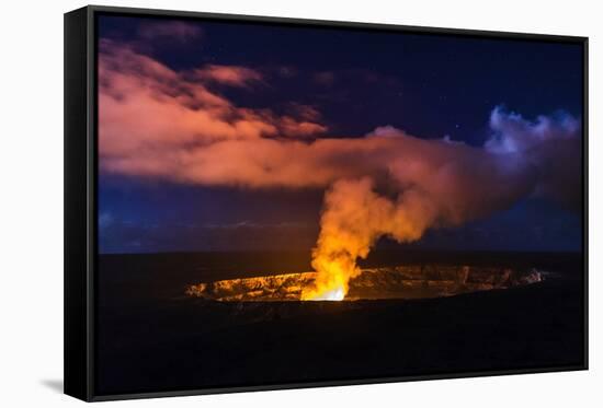 Lava Steam Vent Glowing at Night in Halemaumau Crater, Hawaii Volcanoes National Park, Hawaii, Usa-Russ Bishop-Framed Stretched Canvas