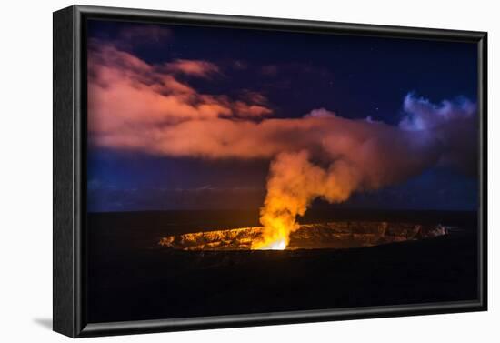 Lava Steam Vent Glowing at Night in Halemaumau Crater, Hawaii Volcanoes National Park, Hawaii, Usa-Russ Bishop-Framed Photographic Print