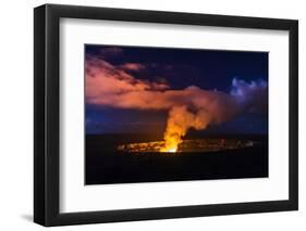 Lava Steam Vent Glowing at Night in Halemaumau Crater, Hawaii Volcanoes National Park, Hawaii, Usa-Russ Bishop-Framed Photographic Print