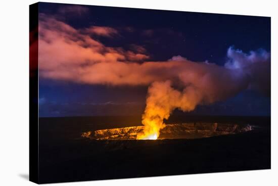 Lava Steam Vent Glowing at Night in Halemaumau Crater, Hawaii Volcanoes National Park, Hawaii, Usa-Russ Bishop-Stretched Canvas