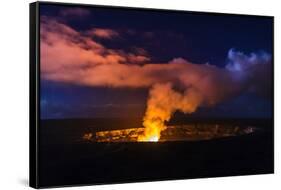 Lava Steam Vent Glowing at Night in Halemaumau Crater, Hawaii Volcanoes National Park, Hawaii, Usa-Russ Bishop-Framed Stretched Canvas