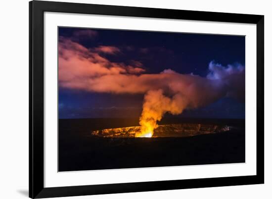 Lava Steam Vent Glowing at Night in Halemaumau Crater, Hawaii Volcanoes National Park, Hawaii, Usa-Russ Bishop-Framed Photographic Print