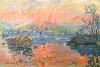 Lavacourt Sunset-Claude Monet-Framed Textured Art