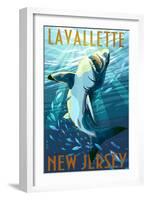 Lavallette, New Jersey - Great White Shark-Lantern Press-Framed Art Print