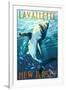 Lavallette, New Jersey - Great White Shark-Lantern Press-Framed Art Print