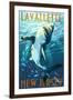 Lavallette, New Jersey - Great White Shark-Lantern Press-Framed Art Print