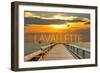 Lavallette, New Jersey - Pier at Sunset-Lantern Press-Framed Art Print