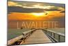 Lavallette, New Jersey - Pier at Sunset-Lantern Press-Mounted Art Print