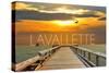 Lavallette, New Jersey - Pier at Sunset-Lantern Press-Stretched Canvas