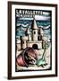 Lavallette, New Jersey - Sandcastle Scratchboard-Lantern Press-Framed Art Print