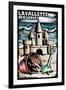 Lavallette, New Jersey - Sandcastle Scratchboard-Lantern Press-Framed Art Print