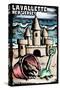 Lavallette, New Jersey - Sandcastle Scratchboard-Lantern Press-Stretched Canvas