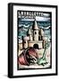 Lavallette, New Jersey - Sandcastle Scratchboard-Lantern Press-Framed Art Print