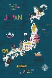 Cartoon Map of Japan. Print Design-Lavandaart-Art Print