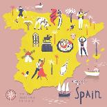Cartoon Map of Spain with Legend Icons-Lavandaart-Art Print