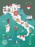 Italy Map Print Design-Lavandaart-Framed Art Print