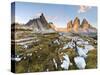 Lavaredo's Three Peaks and Mount Paterno in a Summer's Sunset, Dolomites-ClickAlps-Stretched Canvas