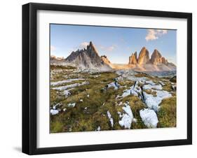 Lavaredo's Three Peaks and Mount Paterno in a Summer's Sunset, Dolomites-ClickAlps-Framed Photographic Print