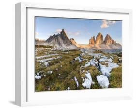 Lavaredo's Three Peaks and Mount Paterno in a Summer's Sunset, Dolomites-ClickAlps-Framed Photographic Print