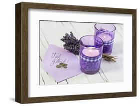 Lavender, Blossoms, Envelope, Four-Leafed Clover, Candles-Andrea Haase-Framed Photographic Print