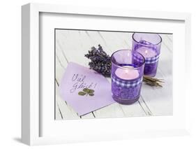 Lavender, Blossoms, Envelope, Four-Leafed Clover, Candles-Andrea Haase-Framed Photographic Print