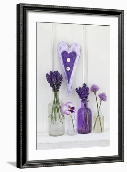 Lavender, Blossoms, Pansies, Chive Blossoms, Heart-Andrea Haase-Framed Photographic Print