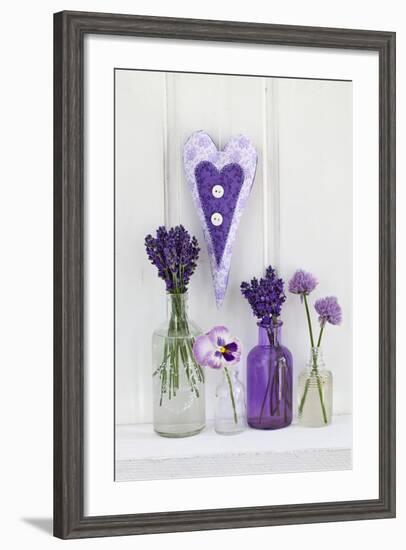 Lavender, Blossoms, Pansies, Chive Blossoms, Heart-Andrea Haase-Framed Photographic Print