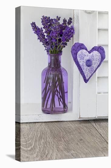 Lavender, Blossoms, Vase, Heart-Andrea Haase-Stretched Canvas