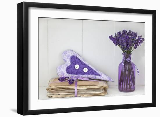 Lavender, Blossoms, Vase, Letters, Heart-Andrea Haase-Framed Photographic Print