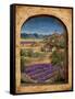 Lavender Fields and Village of Provence-Marilyn Dunlap-Framed Stretched Canvas