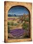 Lavender Fields and Village of Provence-Marilyn Dunlap-Stretched Canvas