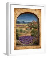 Lavender Fields and Village of Provence-Marilyn Dunlap-Framed Art Print