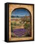 Lavender Fields and Village of Provence-Marilyn Dunlap-Framed Stretched Canvas