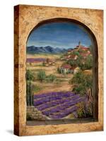 Lavender Fields and Village of Provence-Marilyn Dunlap-Stretched Canvas