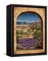 Lavender Fields and Village of Provence-Marilyn Dunlap-Framed Stretched Canvas