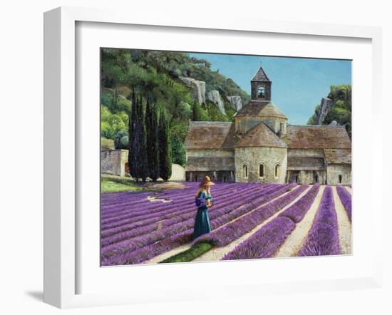 Lavender Picker, Abbaye Senanque, Provence-Trevor Neal-Framed Giclee Print