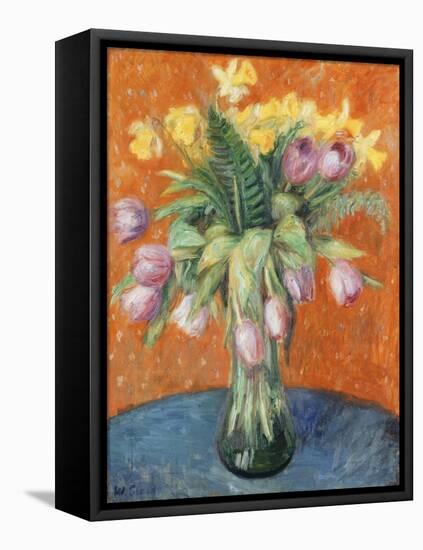 Lavender Tulips and Jonquils-William James Glackens-Framed Stretched Canvas