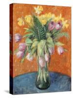 Lavender Tulips and Jonquils-William James Glackens-Stretched Canvas