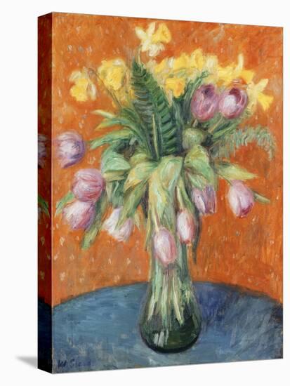 Lavender Tulips and Jonquils-William James Glackens-Stretched Canvas