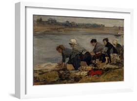 Laveuses au Bord de la Toucques,c.1885-90-Eugène Boudin-Framed Giclee Print
