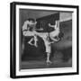 Law Student Gojuro Harada Uses Right Foot on the stomach to ward off attack of economics student-John Florea-Framed Photographic Print