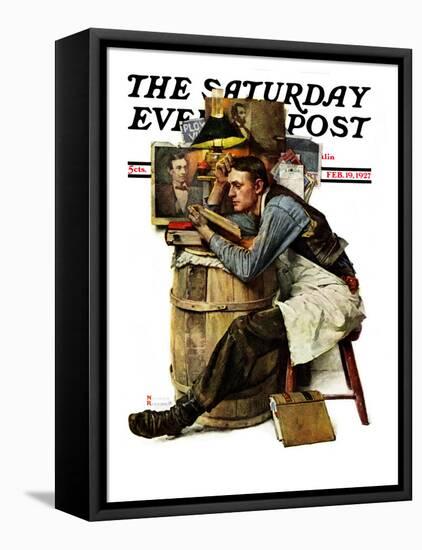 "Law Student" Saturday Evening Post Cover, February 19,1927-Norman Rockwell-Framed Stretched Canvas