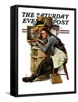 "Law Student" Saturday Evening Post Cover, February 19,1927-Norman Rockwell-Framed Stretched Canvas