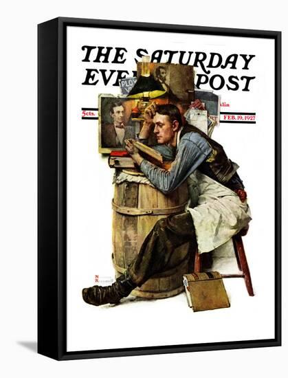 "Law Student" Saturday Evening Post Cover, February 19,1927-Norman Rockwell-Framed Stretched Canvas