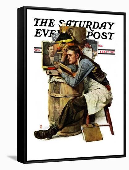 "Law Student" Saturday Evening Post Cover, February 19,1927-Norman Rockwell-Framed Stretched Canvas