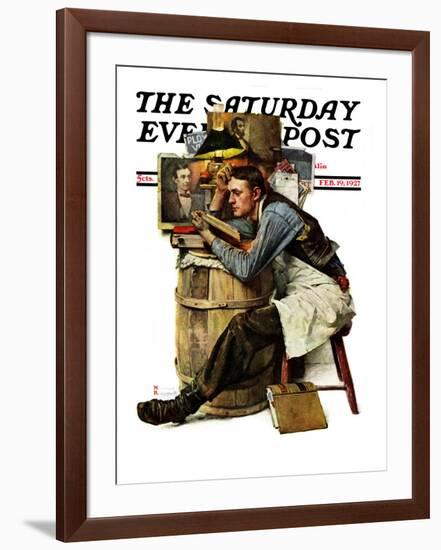 "Law Student" Saturday Evening Post Cover, February 19,1927-Norman Rockwell-Framed Giclee Print