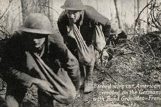 Barbed Wire Cut - Early 1900'S WWI Postcard Depicting Americans Going through Cut Barbed Wire with-lawcain-Photographic Print