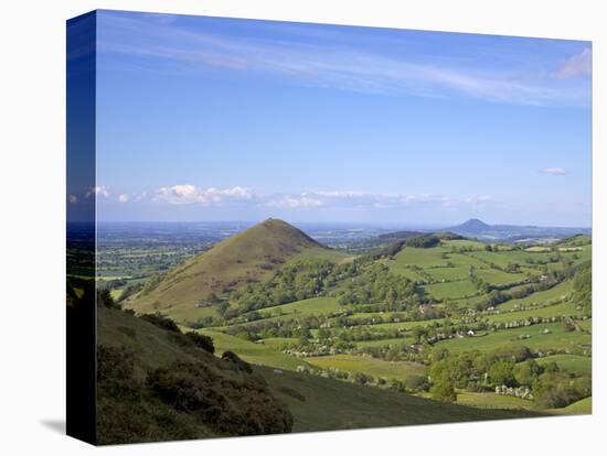 Lawley From Slopes of Caer Caradoc in Spring Evening Light, Church Stretton Hills, Shropshire-Peter Barritt-Stretched Canvas