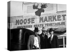 Lawman Frank Branik, Realtor Walt Wilson and Publisher Jerry Reinerston, Moose Market Grocery Store-Margaret Bourke-White-Stretched Canvas
